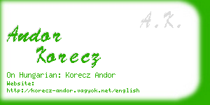 andor korecz business card